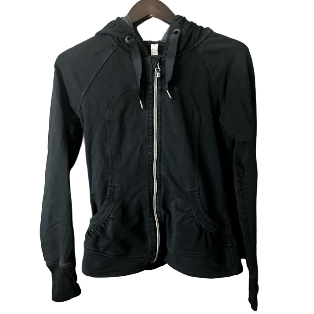 Lululemon Athletica Black Full Zip-Up Jacket Large Hood Size 6